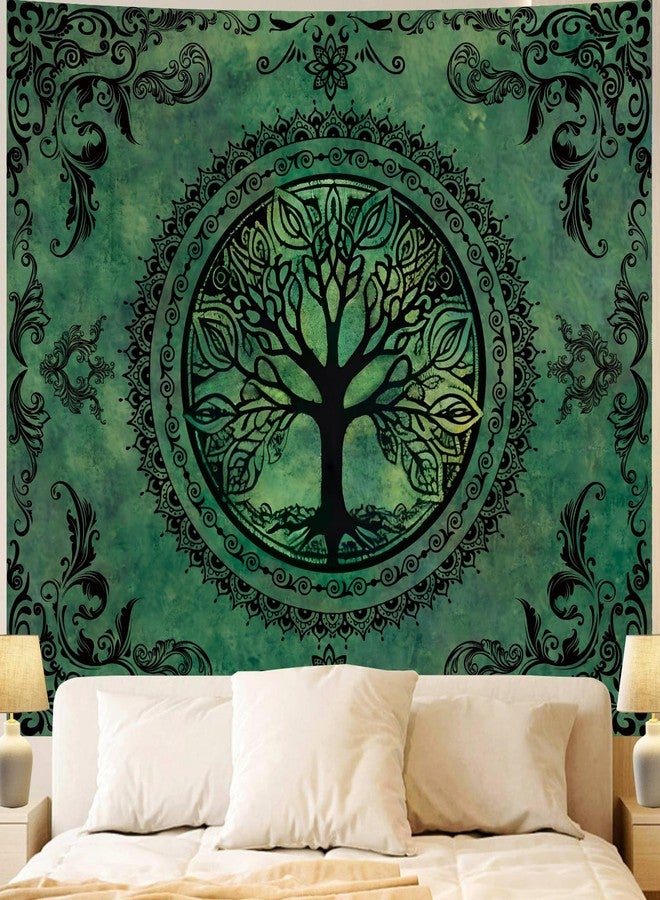 Apdidl Green Nature Tapestry for Bedroom Aesthetic, Hippie Ceiling Tree of Life Decor Tapestries Wall Hanging, Boho Bohemian Mandala y2k Art Backdrop for Dorm Living Room (51"X60") - Image 1
